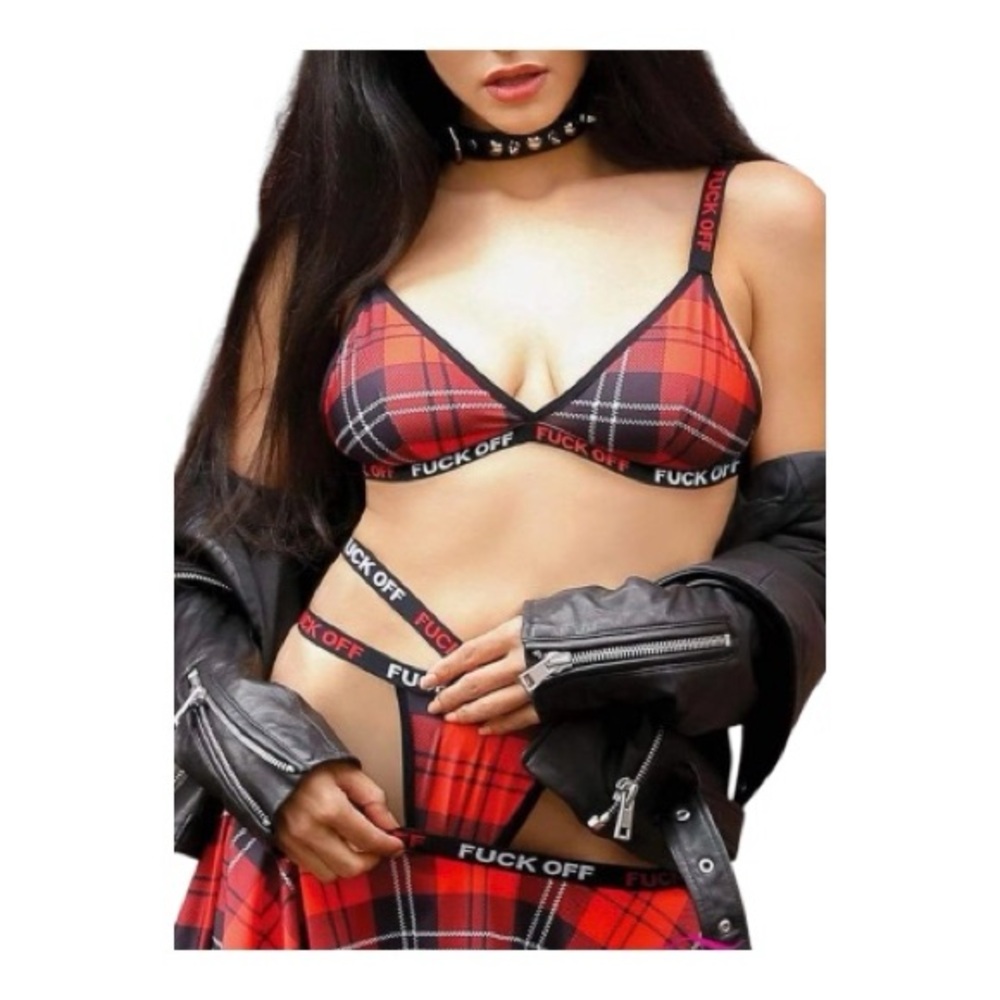 Fantasy Lingerie School Girl Plaid 3 piece skirt set